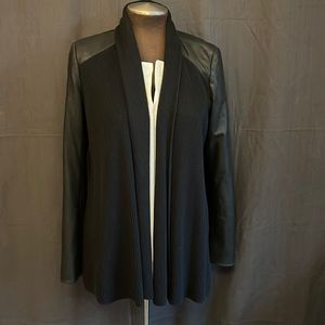 White House Black Market black leather and cotton blend jacket. Size Small.